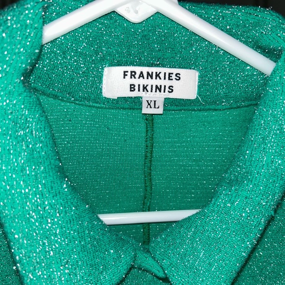 Frankie’s Bikinis Rose Terry Lurex Romper Sparkly Mistletoe Green Women Size XL - Picture 3 of 8